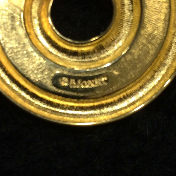 Vintage Monet Gold and Silver Tone Earrings - Picture 3 of 3